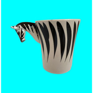 Zebra Coffee Cup Mug 12oz. with 3D Zebra Head Handle Cocoa Soup Pier One